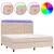 Produktbild 2 för Ramsäng med bäddmadrass & LED cappuccino 200x200 cm konstläder