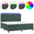 Produktbild 2 för Ramsäng med madrass & LED mörkgrön 200x200 cm sammet