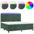 Produktbild 2 för Ramsäng med madrass & LED mörkgrön 200x200 cm sammet