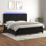 Ramsäng med madrass & LED svart 200x200 cm sammet