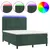 Produktbild 2 för Ramsäng med madrass & LED mörkgrön 140x190 cm sammet