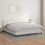 Ramsäng med madrass vit 180x200 cm konstläder