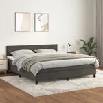 Ramsäng med madrass mörkgrå 160x200 cm sammet