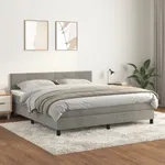 Ramsäng med madrass ljusgrå 180x200 cm sammet