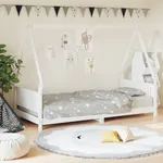 Sängram för barnsäng vit 90x200 cm massiv furu