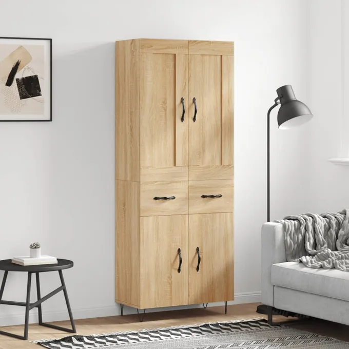 Högskåp sonoma-ek 69,5x34x180 cm konstruerat trä