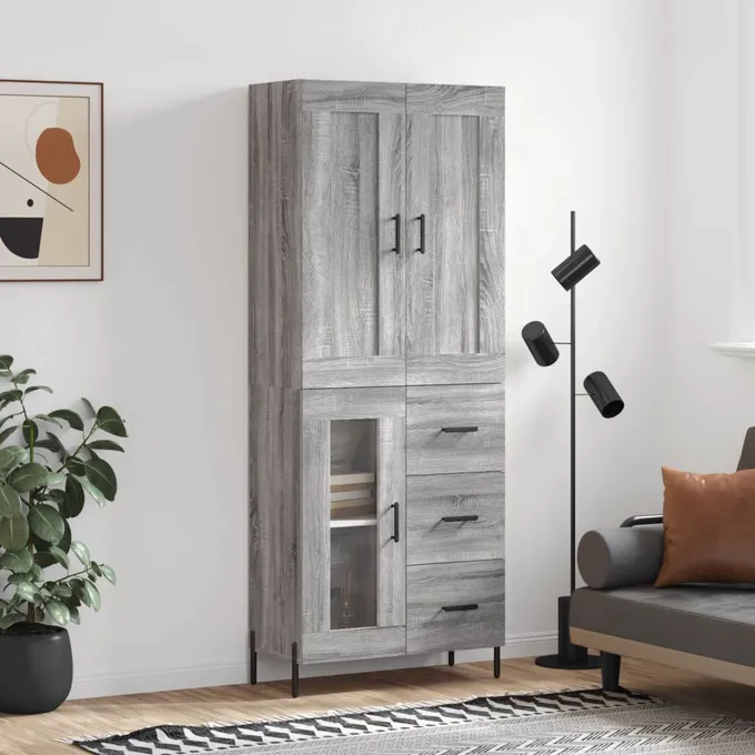 Högskåp Grå Sonoma 69,5x34x180 cm konstruerat trä