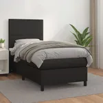 Ramsäng med madrass svart 100x200 cm konstläder