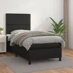 Ramsäng med madrass svart 90x200 cm konstläder