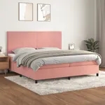 Ramsäng med madrass rosa 200x200 cm sammet