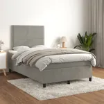 Ramsäng med madrass ljusgrå 120x200 cm sammet