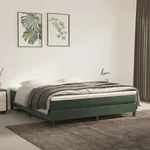 Ramsäng med madrass mörkgrön 180x200 cm sammet