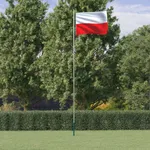 Polens flagga och flaggstång 6,23 m aluminium