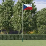 Tjeckiens flagga och flaggstång 6,23 m aluminium