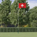 Schweiz flagga och flaggstång 6,23 m aluminium