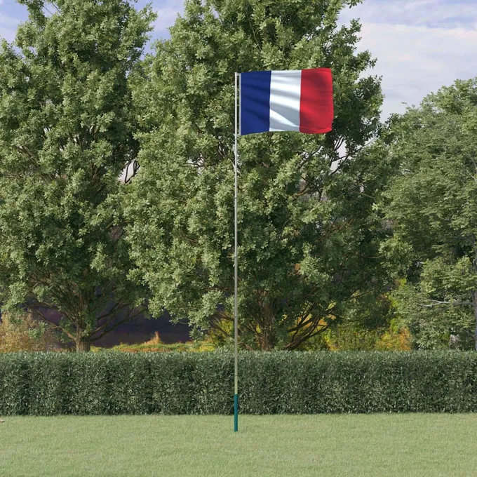 Frankrikes flagga och flaggstång 5,55 m aluminium