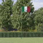 Italiens flagga och flaggstång 5,55 m aluminium