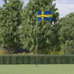 Sveriges flagga med flaggstång 5,55 m aluminium