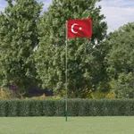 Turkiets flagga och flaggstång 5,55 m aluminium