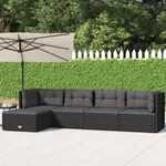 Loungegrupp med dynor 5 delar konstrotting svart