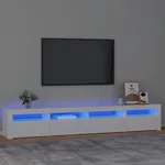 Tv-bänk med LED-belysning vit högglans 240x35x40 cm