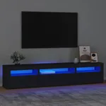 Tv-bänk med LED-belysning svart 195x35x40 cm