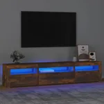 Tv-bänk med LED-belysning Rökfärgad ek 195x35x40 cm