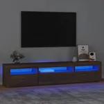 Tv-bänk med LED-belysning brun ek 195x35x40 cm