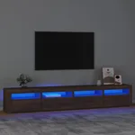 Tv-bänk med LED-belysning brun ek 240x35x40 cm