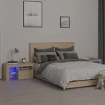 Sängbord med LED 2 st sonoma-ek 70x36,5x40 cm