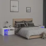 Sängbord med LEDs 2 st vit högglans 70x36,5x40 cm