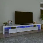 Tv-bänk med LED-belysning vit högglans 260x36,5x40 cm