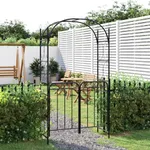 Trädgårdsbåge med grind svart 108x45x235 cm stål