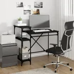 Skrivbord med hyllor svart 105x50x90 cm konstruerat trä&järn