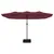 Produktbild 5 för Parasoll dubbelt med LED vinröd 449x245 cm