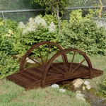 Trädgårdsbro med hjulhalvor 99x50x38 cm massivt granträ