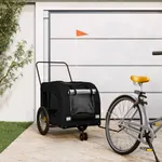 Cykelvagn för djur svart oxfordtyg och järn