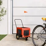 Cykelvagn för djur orange och svart oxfordtyg och järn