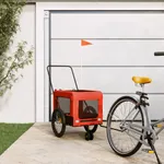 Cykelvagn för djur orange och svart oxfordtyg och järn
