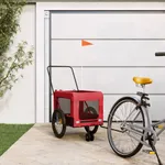 Cykelvagn för djur röd och svart oxfordtyg och järn