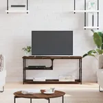 Tv-bänk rökfärgad ek 103x38x46,5 cm konstruerat trä och stål