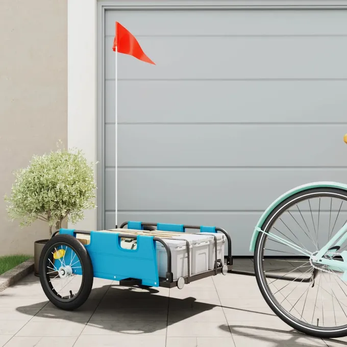 Cykelvagn transport blå oxfordtyg och järn