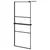 Produktbild 2 för Duschvägg med hylla svart 80x195 cm ESG-glas&aluminium