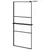 Produktbild 2 för Duschvägg med hylla svart 90x195 cm ESG-glas&aluminium