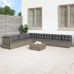 Loungegrupp för trädgården med dynor 8 delar grå konstrotting