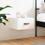 Väggmonterat sängbord vit högglans 35x35x20 cm