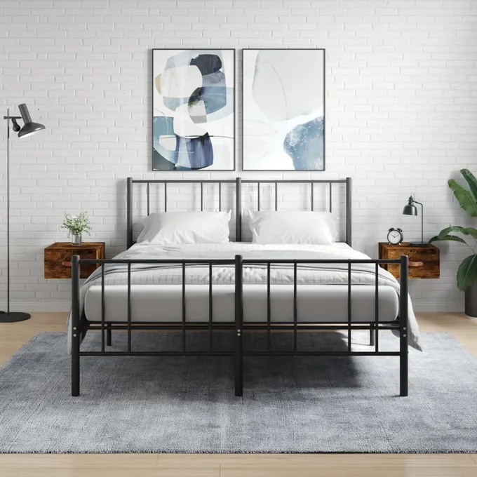 Väggmonterat sängbord 2 st rökfärgad ek 35x35x20 cm
