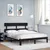 Produktbild 3 för Sängram med huvudgavel svart 160x200 cm massiv furu