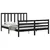 Produktbild 4 för Sängram med huvudgavel svart 5FT King Size massivt trä