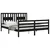 Produktbild 4 för Sängram med huvudgavel svart 5FT King Size massivt trä